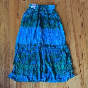 Flowy blue and green maxi skirt
